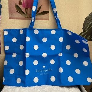 Kate Spade Reusable Canvas XL Blue Polka Dot Tote Bag